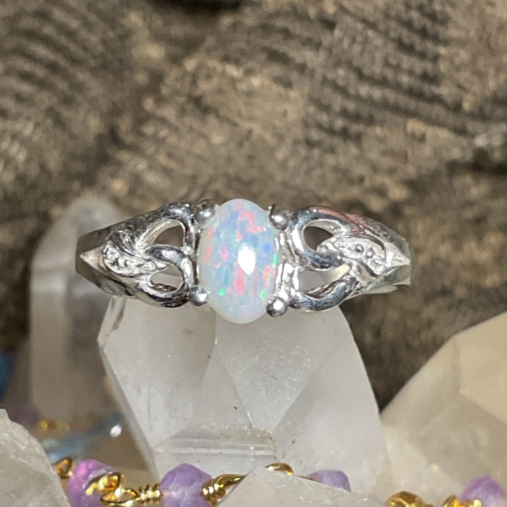 White Fire Opal .925 Silver Ring